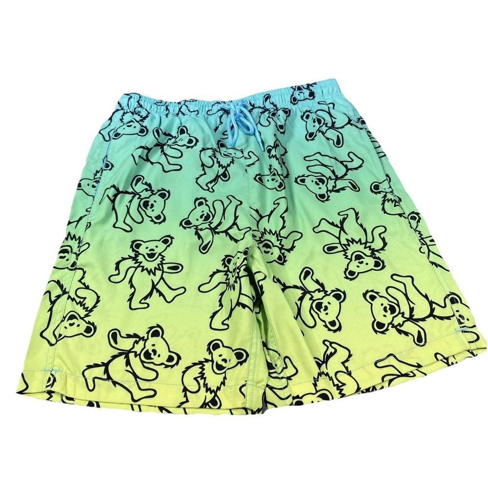 NEW‎ Grateful Dead Swim Trunks Small Mens Green Ombré Board Shorts Summer Band